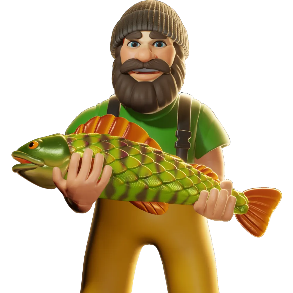 RAW CREW fisherman mascot